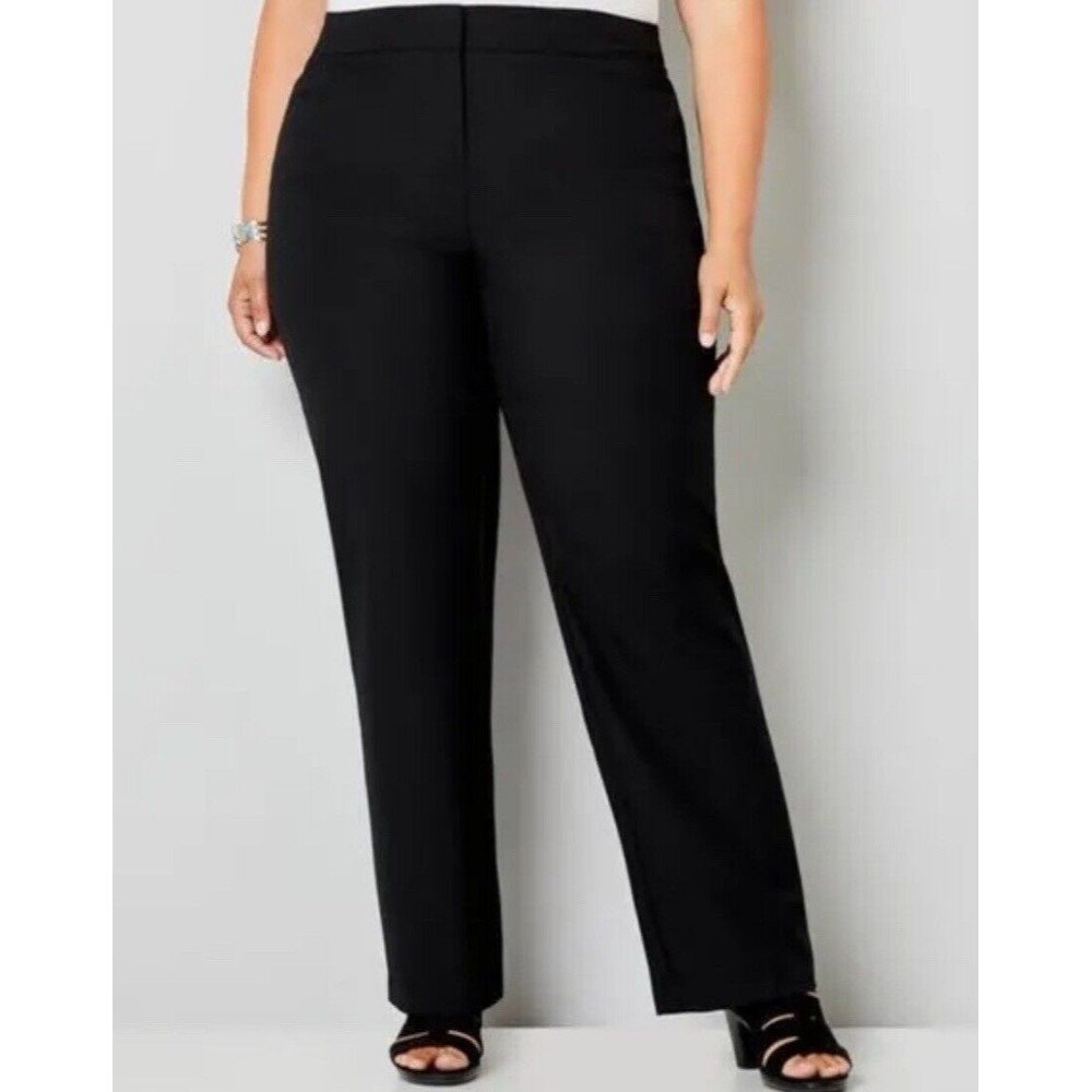 NWT Women’s Avenue Cool Hand Straight Leg Curvy Trouser Pant Black Size 28P